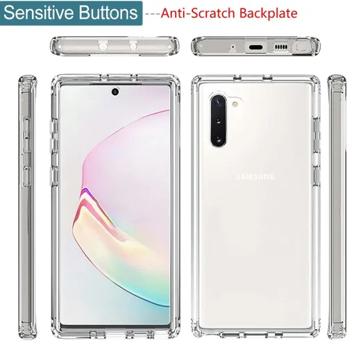 Vista 5 de Funda para Galaxy Note 10, SM-N970U con protector de pantalla de vidrio templado, suave 360 cuerpo completo a prueba de golpes híbrido parachoques