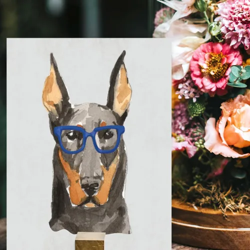 Vista 159 de Andaz Press Póster impreso para pared de perro, 8.5 x 11 pulgadas, Bulldog inglés con gafas negras, 1 paquete, regalo de cumpleaños de Navidad, sin