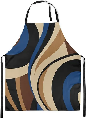 Vista 15 de Castle Fairy Delantal de cocina geométrico en espiral, moderno delantal impermeable con rayas simples para adultos (sin bolsillo), 31 x 26 pulgadas