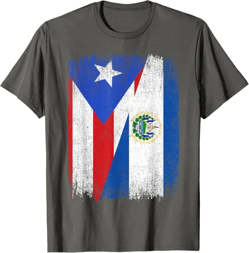 Vista 63 de Camiseta Half Puerto Rico El Salvador Flag Orgullo Salvadoreño Roots