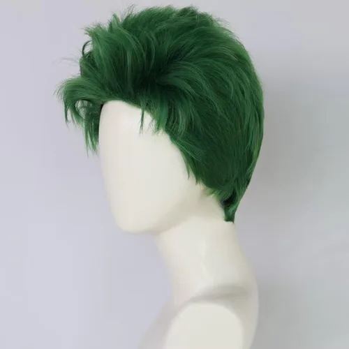 Vista 23 de Peluca corta de pelo sintético para hombre, color naranja