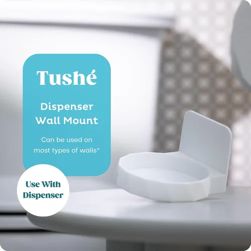 Vista 2 de Soporte de pared para dispensador de espuma de papel higiénico - Soporte adhesivo para baño - Instalación sin taladros - Compatible con dispensador