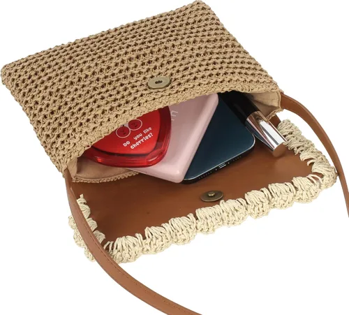 Vista 7 de Women Small Straw Woven Cross-body Shoulder Bag Bohemian Handbag Purse