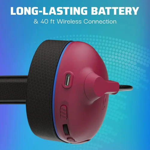 Vista 6 de PDP AIRLITE Pro Wireless Headset with Mic for PS5, PS4, PC - Cosmic Red