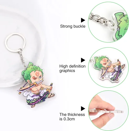 Vista 3 de Punchi - Llavero de pieza (6 piezas) para llaves, cartera, llavero de anime, fiesta de cosplay, suministros para niños, juego de regalos lindos