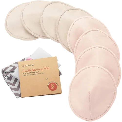 Vista 20 de Almohadillas de lactancia de viscosa de bambú orgánico, 8 almohadillas lavables para lactancia materna, bolsa de lavado, reutilizables