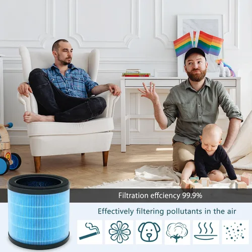 Vista 5 de Filtro AP070 para purificador de aire, compatible con Aircillin AP070A y AP070B, paquete de 2, carbón activado y filtro HEPA de alta eficiencia