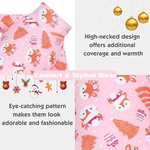 Vista 2 de CuteBone Pijama Térmico para Perro con Cuello de Tortuga, Abrigo Navideño de Forro Polar – Ropa Suave y Acogedora de Cuello Alto para Perros