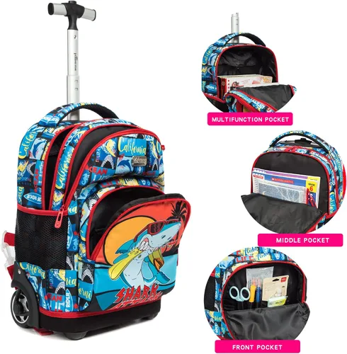 Vista 3 de MOHCO Mochila con ruedas de 16 pulgadas para niños y niñas