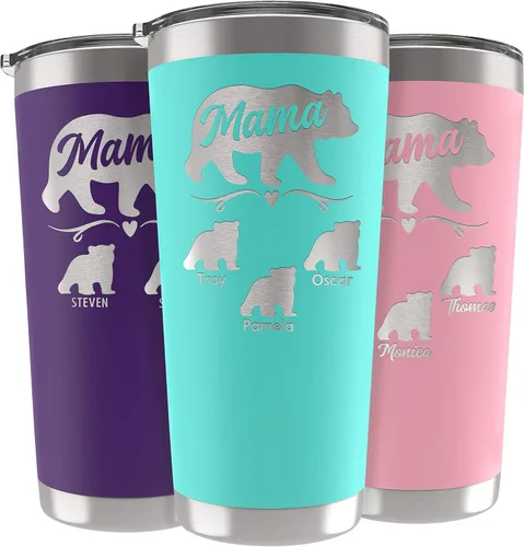 Vista 24 de Vaso de Mamá Oso, vaso personalizado para mamá Oro Rosa