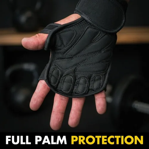 Vista 4 de Fit Active Sports Nuevos Guantes de Entrenamiento con Ventilación para Levantamiento de Pesas con Muñequeras Integradas para Hombres y Mujeres