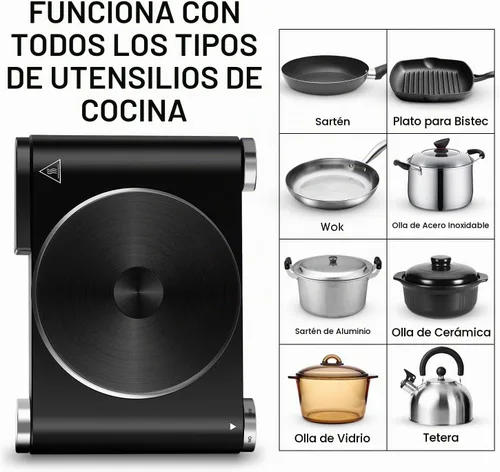 Vista 3 de CUSIMAX Placa caliente de quemador eléctrico para cocinar una sola estufa Negro