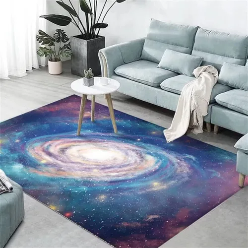 Vista 58 de Alfombra de espacio exterior para habitación de niños, 3 x 5 pies, alfombra Galaxy para dormitorio de niños, suave, antideslizante, sistema solar
