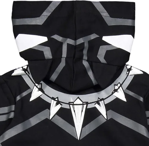 Vista 5 de Marvel Avengers Black Panther - Overol de cosplay con cremallera para niños pequeños Negro