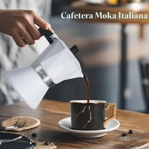 Vista 7 de LAOION Olla de Moka, Cafetera de Espresso de 6 Tazas, Cafetera de Espresso de 300ml Portátil para Estufa, Cafetera Percoladora Compatible con Placas