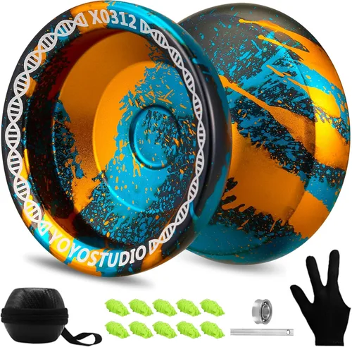 Vista 15 de YOYOSTUDIO X0312 Yoyo Profesional de Trucos Responsivo para Niños de 8-12 o Más, Yoyo de Girar con Dedo de Metal para Adultos con Kit de Rodamientos
