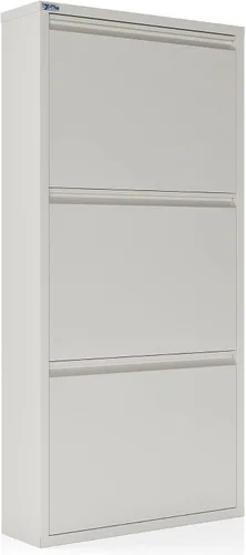 Vista 23 de CEHA Zapatero de metal de 3 niveles con tapa, organizador de almacenamiento de zapatos duradero para entrada, estante de zapatos que ahorra espacio