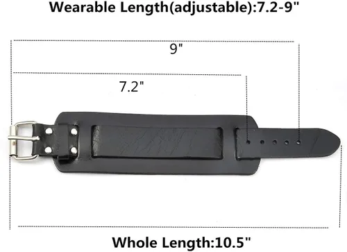 Vista 4 de Jovivi Cutom - Pulsera de cuero Punk personalizada para hombres y mujeres, color negro y marrón ancho, de cuero genuino, correa para cintura