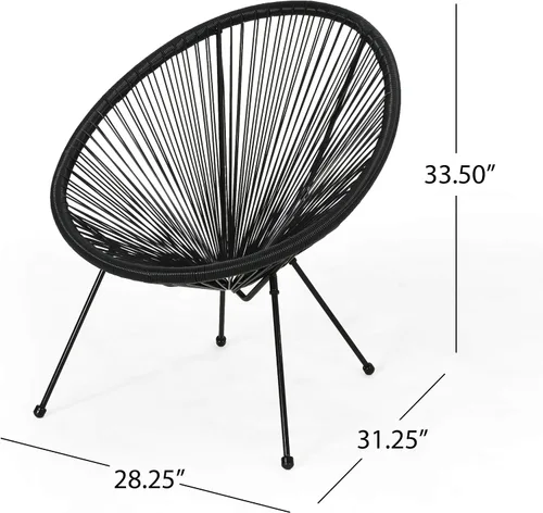 Vista 3 de GDFStudio Noble House Anson - Silla de tela hamaca para exteriores, color negro (juego de 2)