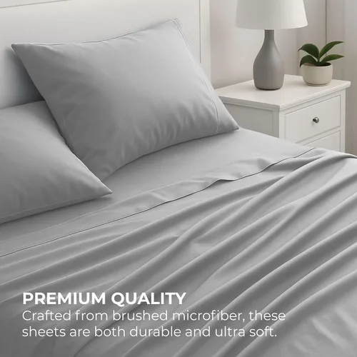 Vista 113 de Pure Bedding Juego de Sábanas Twin - Sábanas de Cama de Microfibra Ultra-Suave 1800 - Doble Cepillado - Bolsillos Profundos - Ajuste Fácil - Extra