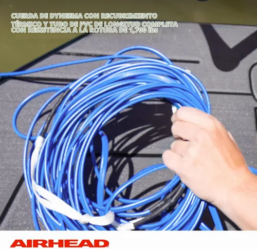 Vista 4 de Airhead Dyneema Wakeboard Rope and Handle, No Stretch Tow Rope with EVA Grip, Multi Section Water Ski Wakeboarding Line for Boat Towables, 1,700 lb
