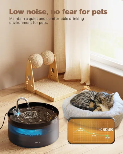 Vista 4 de Fuente de agua para gatos: fuente para gatos de 108 oz/3.2 L, dispensador de bebida súper silencioso para mascotas, fuentes de agua para gatitos