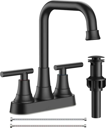 Vista 37 de FORIOUS Juego central de grifos de baño negros y dorados, grifo comercial Negro y dorado