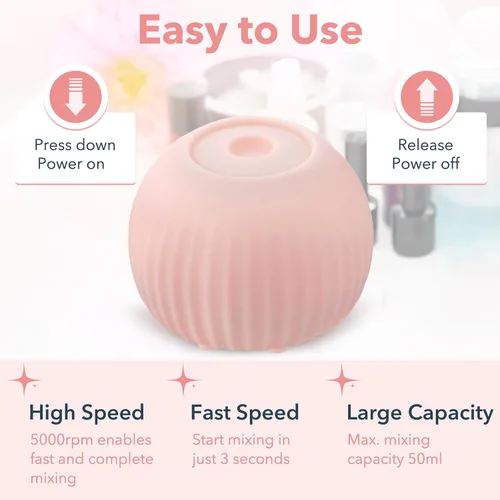 Vista 3 de Mini mezclador Vortex 5000RPM, 100 bolas de mezcla, rosa Rosado