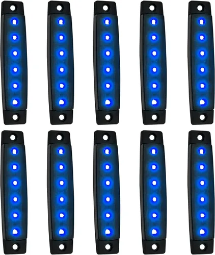 Vista 8 de Paquete de 10 Luces Laterales Marcadoras de Remolque LED Ámbar DC 12V de 3.8" con 6 LED, Barra de Luz de Separación, Tira de Luz Indicadora de Señal