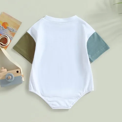 Vista 5 de Ropa de verano para bebé, niño, manga corta, camiseta con estampado de letras, mono de una pieza