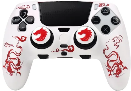 Vista 18 de RALAN Tiger - Fundas de silicona para controlador con 2 agarres para el pulgar, compatibles con PS5 Dualsense Edge Controller Play Station 5 Tigre