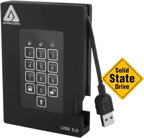 Vista 10 de Apricorn 256GB Aegis Fortress FIPS 140-2 Nivel 2 Validado 256-Bit Encriptado USB 3 SSD externo (A25-3PL256-S256F)