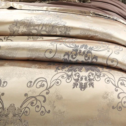 Vista 3 de Teinopalpus Juego de funda de edredón bordada de satén, tamaño matrimonial/queen, de algodón, de lujo, estilo neoclásico, estilo neoclásico, funda