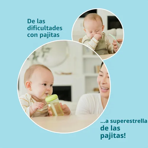 Vista 7 de The First Years Squeeze & Sip - Vasos con pajita para niños pequeños, taza de transición exprimible con popote de silicona, suministros