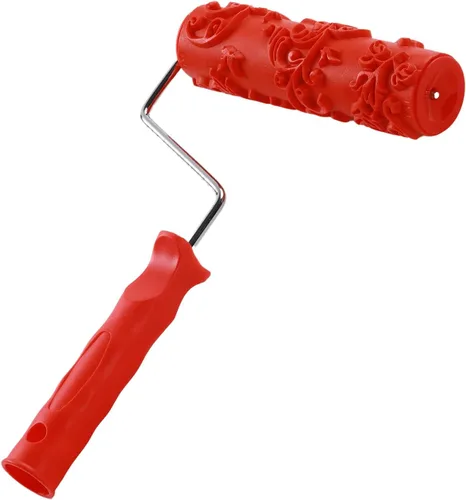 Vista 8 de Auniwaig Brocha de rodillo de pintura de goma en relieve rojo de 12.59 pulgadas para pintura de pared del hogar EG100T patrón de ladrillo DIY