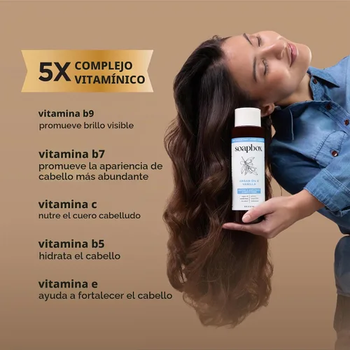 Vista 3 de Jabonera Acondicionador de aceite de argán y vainilla para cabello encrespado, 33.8 oz Helps Control Frizz - Moisturizes Hair - Daily Vegan