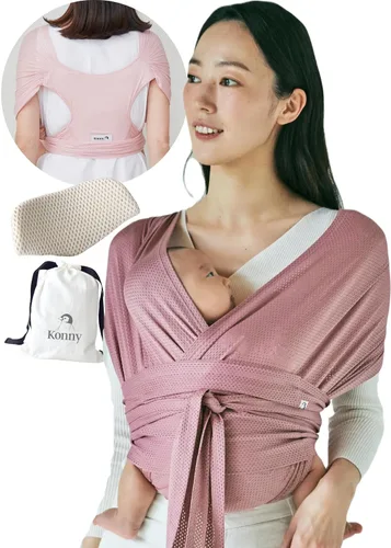 Vista 8 de Portabebés Konny Flex AirMesh con Soporte para la Cabeza - Canguro Ajustable, Fácil de Usar, Sin Manos, Fular Transpirable para Bebé, Perfecto