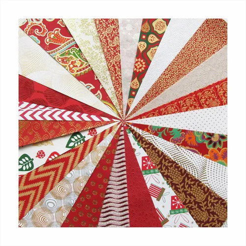 Vista 2 de Paperhues Papel de recortes hecho a mano rojo-blanco colección de Navidad, 12 x 12 pulgadas, 24 hojas
