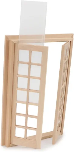 Vista 3 de Accesorios para casa de muñecas Ventanas en miniatura 1: Marco de ventana de muebles a escala de 12 modelos, 28 paneles, decoración de casa de Madera
