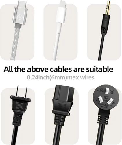 Vista 6 de Organizador de cables de organización de cables, clips magnéticos para cables, soporte de alambre adhesivo para debajo del escritorio, mesita
