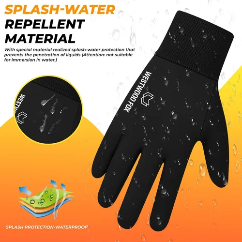 Vista 3 de WESTWOOD FOX Kids Winter Thermal Cycling Gloves Boys Girls Flexible Grip Touchscreen Cycling Bike Gloves for Children Running Ski Anti-Slip Mitts