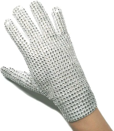 Vista 5 de Guante de diamantes de imitación plata lentejuelas danza guantes clásico diamante rhinestone punk guante