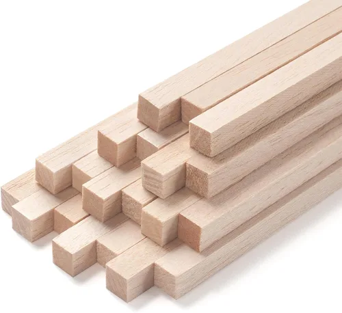 Vista 12 de Palitos de madera de balsa, tiras de madera de balsa, 20 varillas cuadradas de madera de 1/2 x 12 pulgadas para manualidades, palos de madera sin