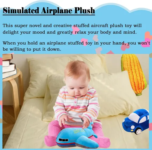 Vista 2 de zhidiloveyou Almohada de peluche azul de avión de 15.7 pulgadas, regalo para niños