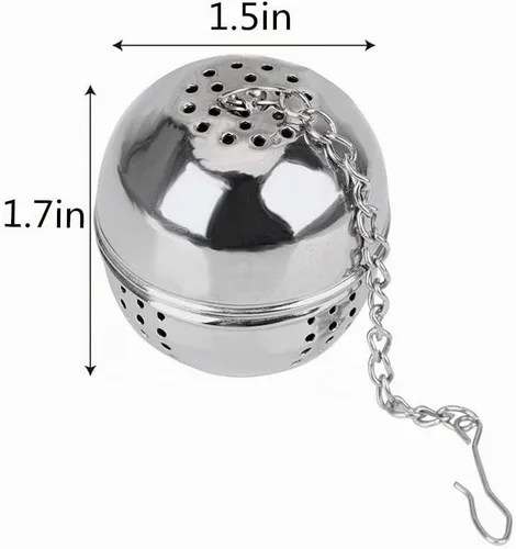Vista 5 de 2 piezas de acero inoxidable forma de bola infusor de té Infusor de té de hoja de té filtro con asas filtro té