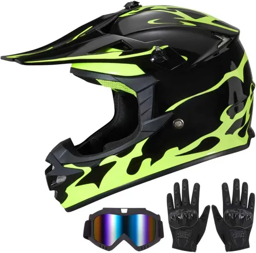 Vista 11 de Casco de Bicicleta de Tierra para Jóvenes Niños para Niños y Niñas, F001 Casco de Motocicleta de Cara Completa para Todoterreno ATV Conducción