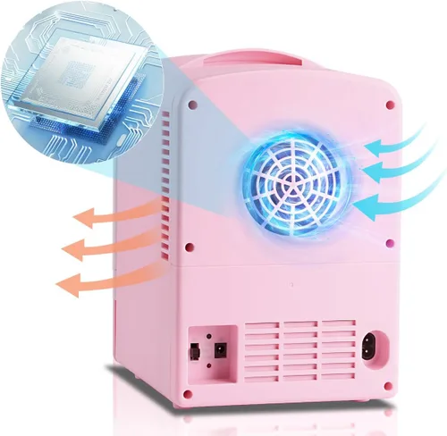 Vista 5 de Iceblue - Mini refrigerador retro de 4 litros/6 latas, mini refrigerador para productos de cuidado de la piel y maquillaje, enchufe de CA y cargador