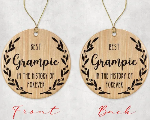 Vista 2 de Adorno de mejor Grampie – Adorno de Navidad de mejor Grampie – Adorno de la mejor abuela en la historia de siempre – Adorno familiar – Regalo
