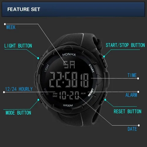 Vista 6 de Relojes de lujo para hombre, analógicos, digitales, militares, LED, impermeable, para marido, papá