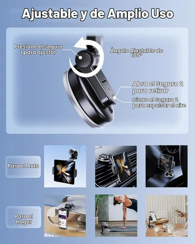 Vista 3 de Soporte de teléfono para tablero de automóvil, [brazo ajustable de 180°] Z Fold 7 6 5 4 3 2 accesorios para parabrisas de salpicadero, soporte